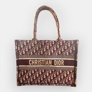 Christian Dior Oblique Book Tote Canvas Burgundy – Authentic – Pre-Owned